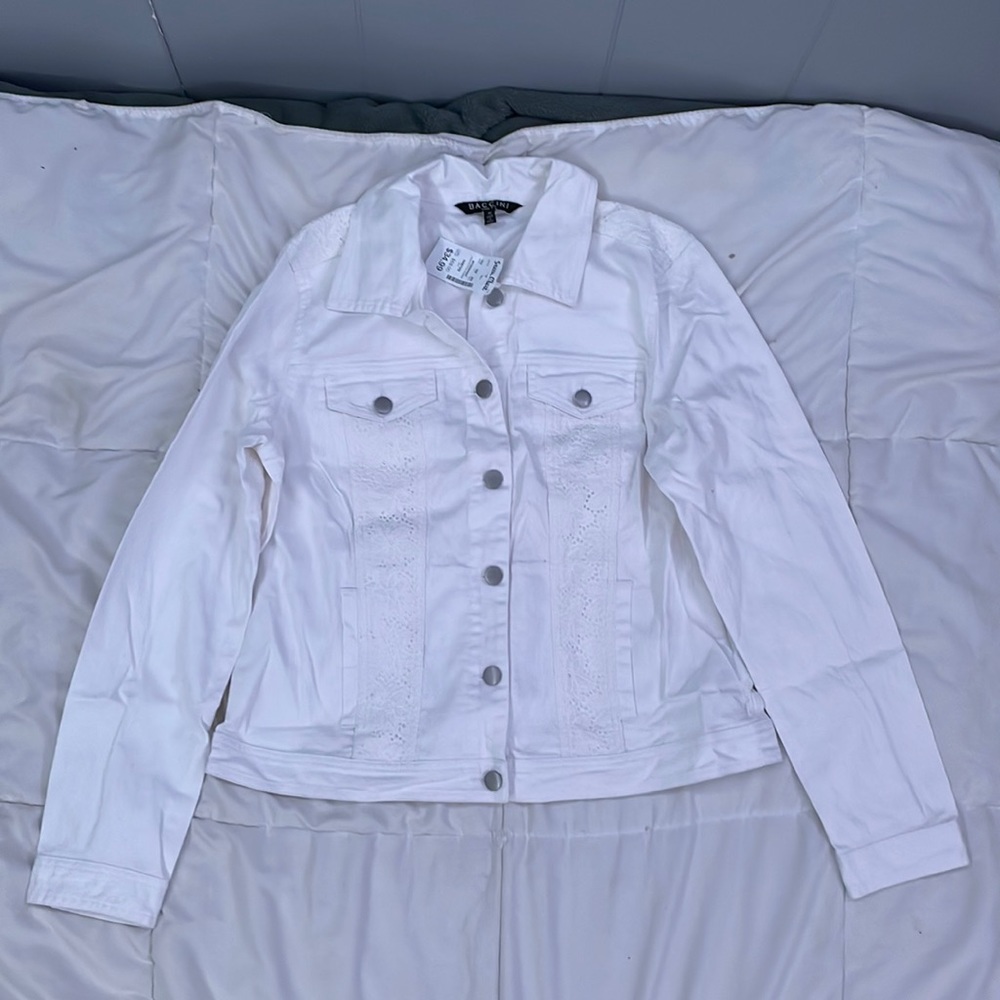 Baccini size medium Jean jacket white new